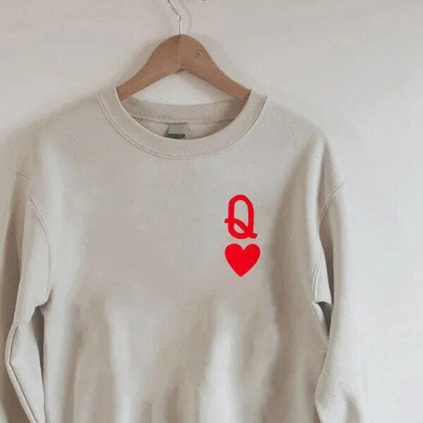 Queen of Hearts Sweatshirt, Queen of Hearts Crewneck, Red Queen, Queen Shirt, Alice in Wonderland, King of Hearts, Queen and King Sweatshirt