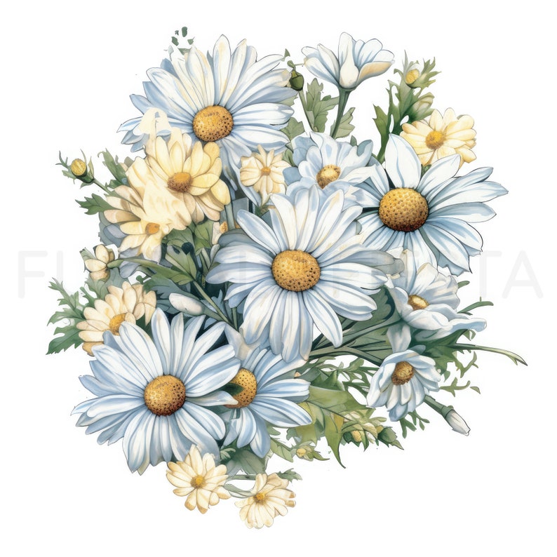 Daisy Printable Flower Art 10 High Quality Jpgs Watercolor Etsy