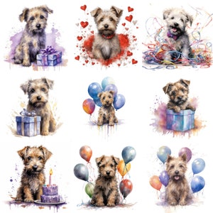 Glen of Imaal Terrier Puppy Clipart, 16 High-Quality JPGs, Watercolor, Printable, Birthday, Card Making, Commercial Use, Digital Download
