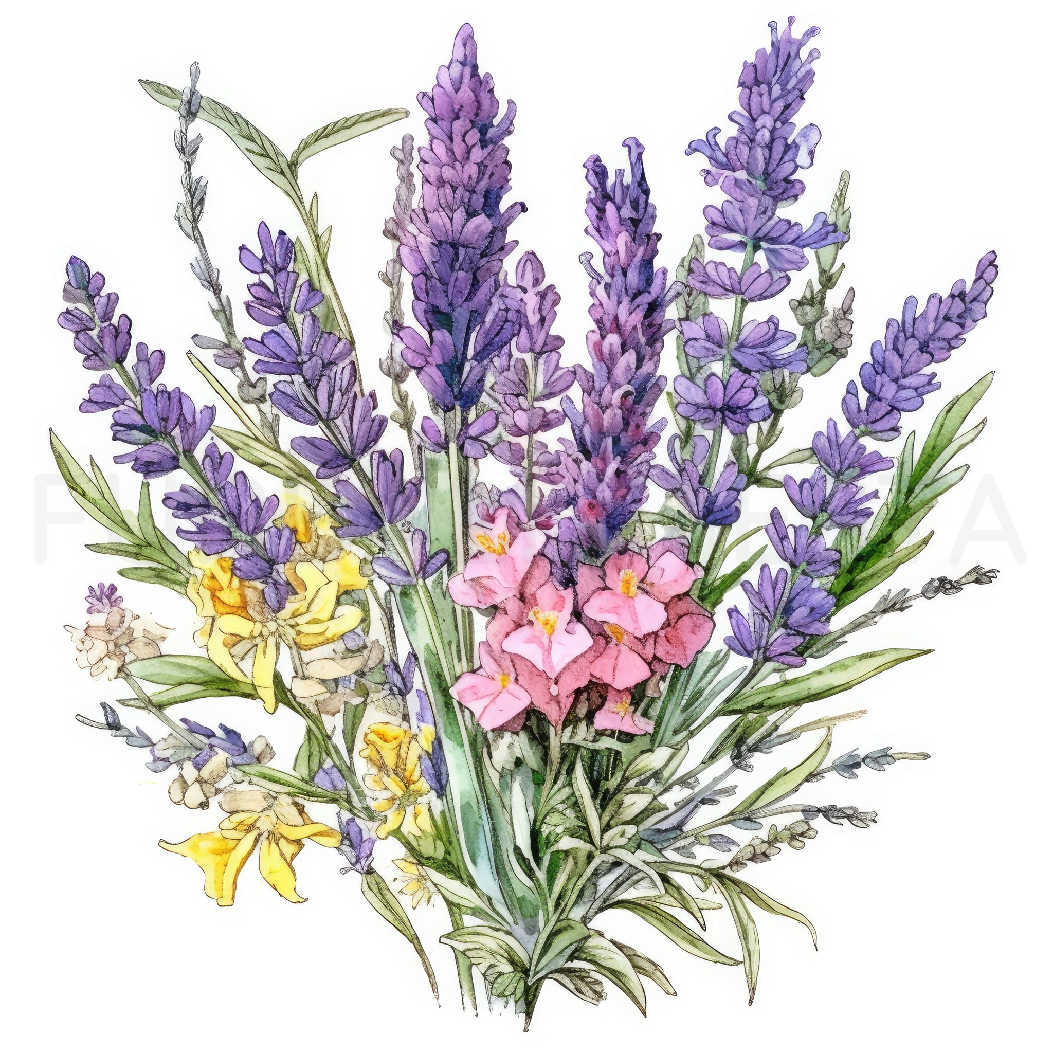Lavender Printable Flower Art, 10 High Quality Jpgs, Watercolor Flower ...
