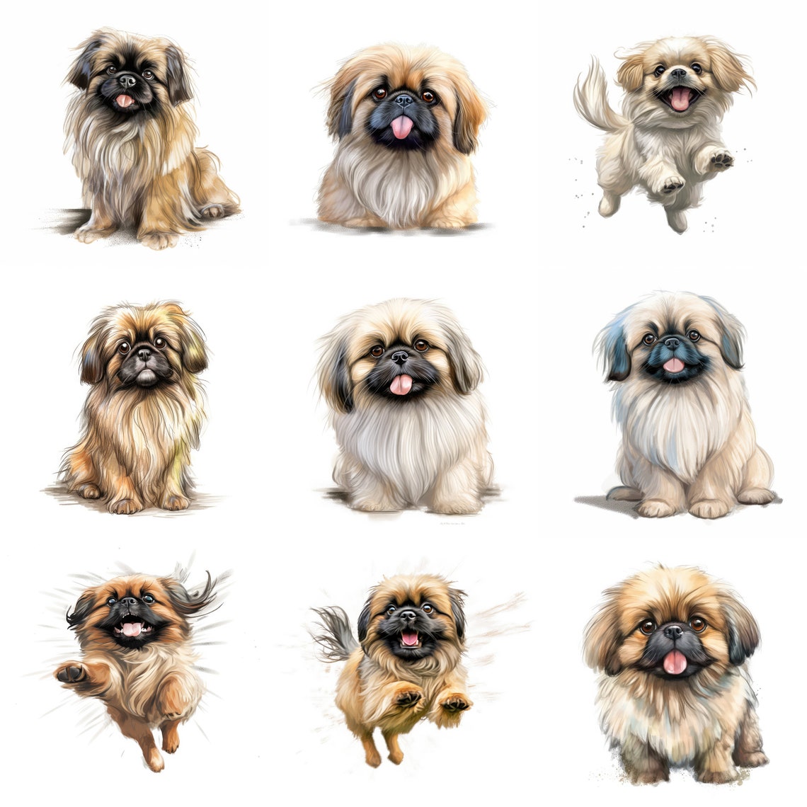 Pekingese Puppy Printable Dog Art 2, 15 High Quality JPG, PNG ...
