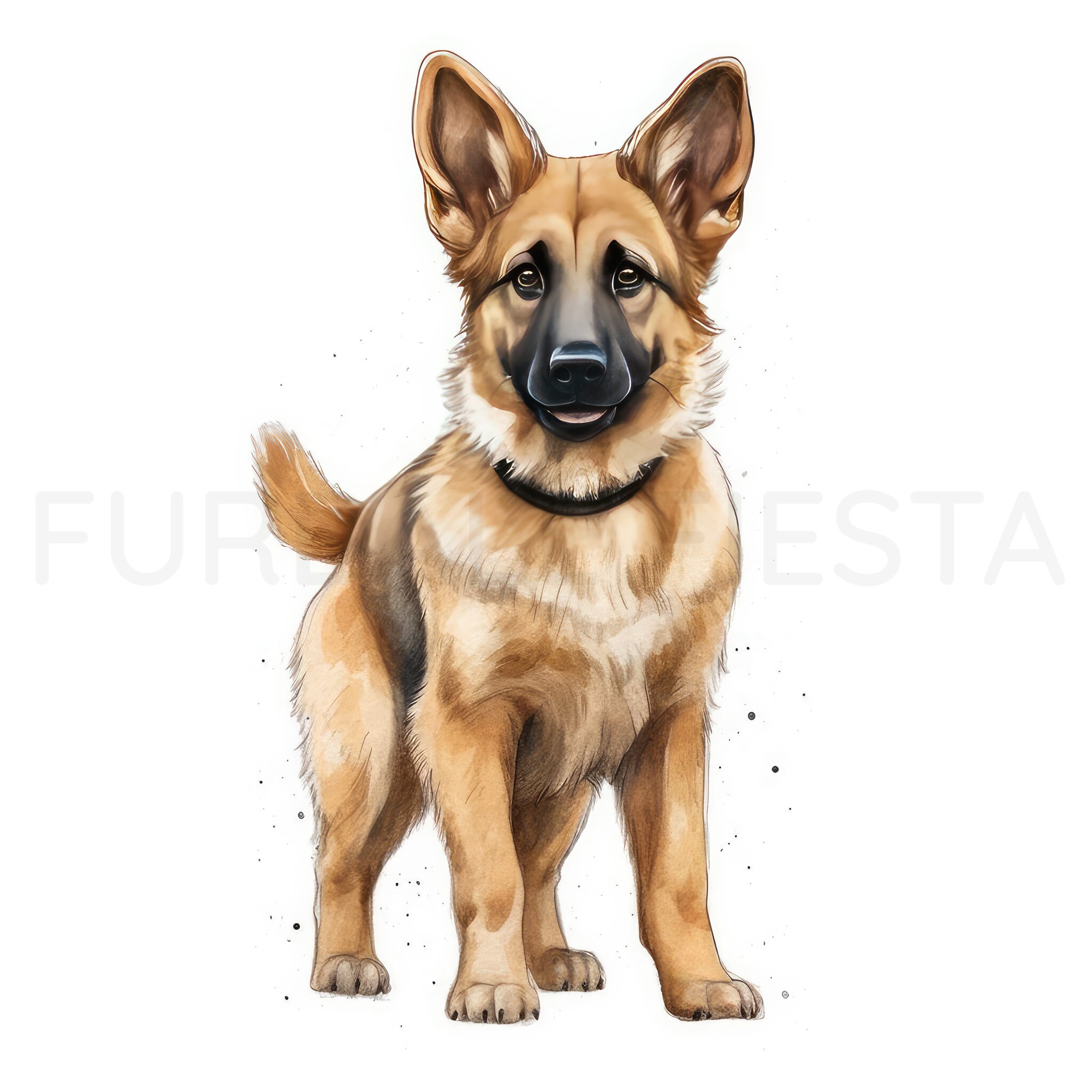 German Shepherd Puppy Clipart, 18 High Quality JPG, PNG, Watercolor