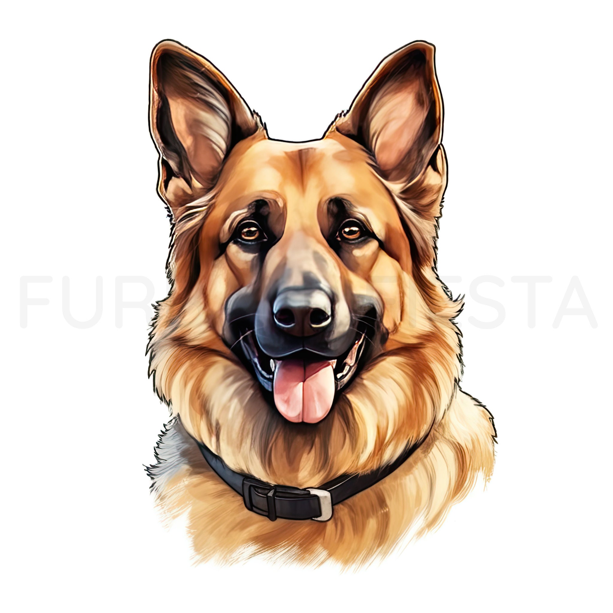 German Shepherd Puppy Clipart, 18 High Quality JPG, PNG, Watercolor