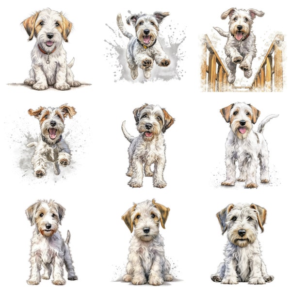 Sealyham Terrier Puppy Printable Dog Art, 16 High Quality JPG, PNG, Watercolor Clipart Bundle, Puppy Print, Dog Wall Art, Commercial Use