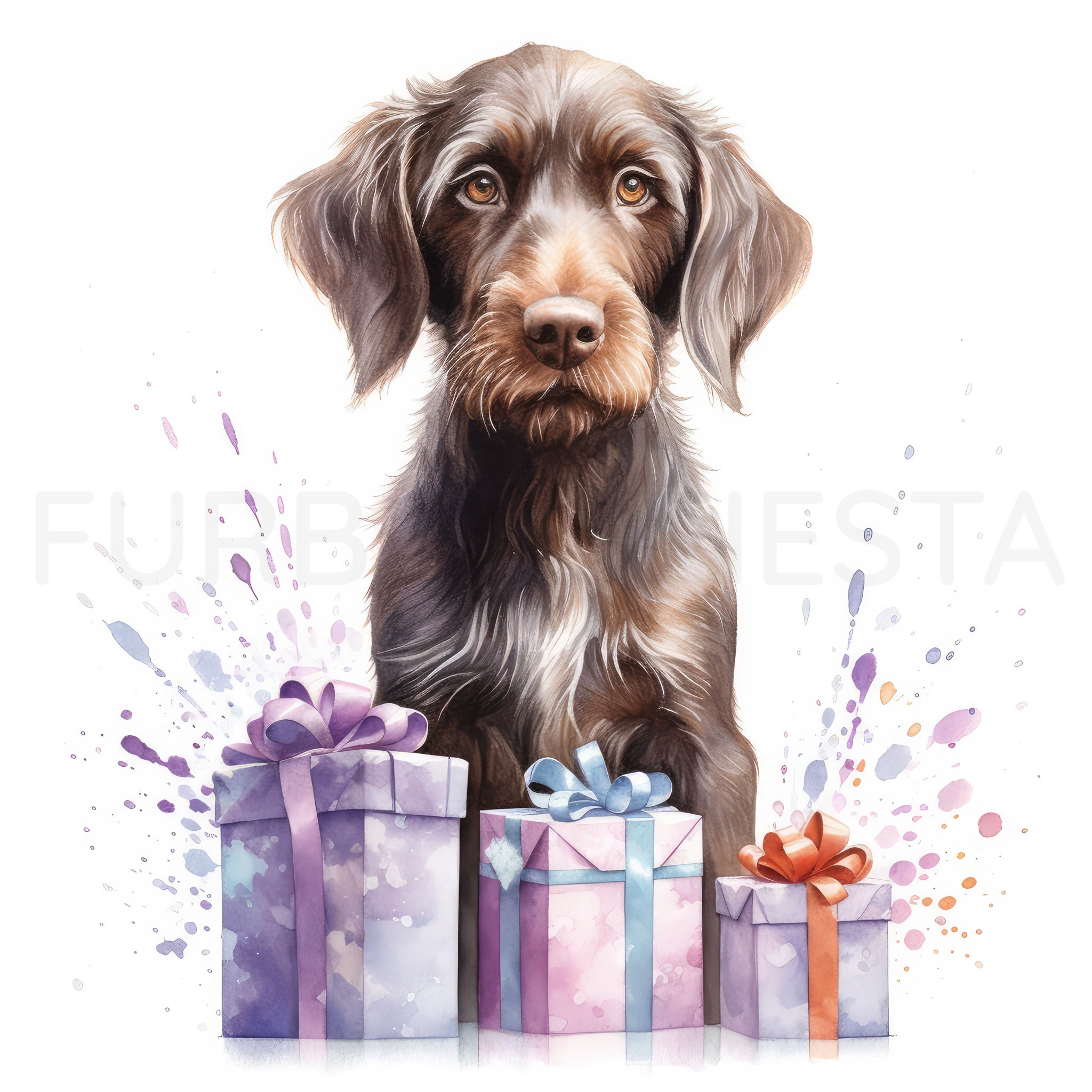 German Wirehaired Pointer Puppy Clipart, 16 High-quality Jpgs ...
