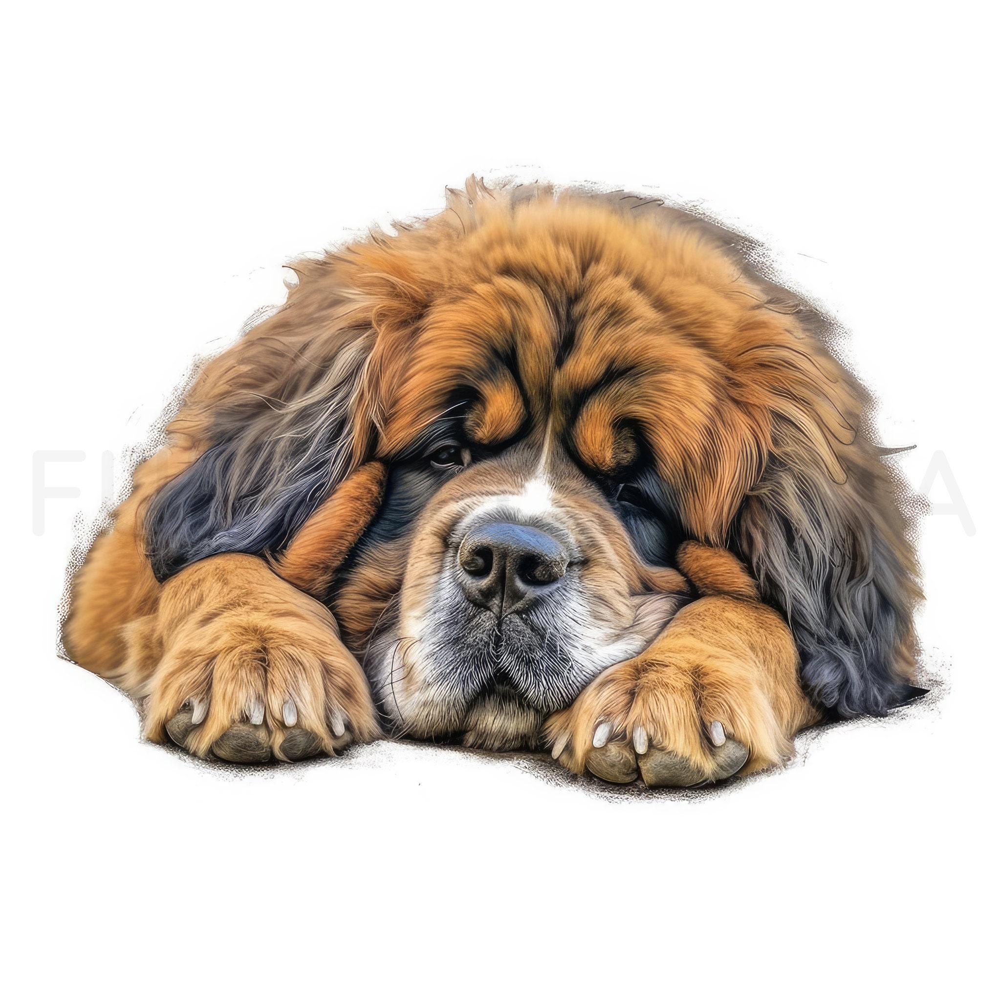 Tibetan Mastiff Puppy Clipart, 14 High Quality JPG, PNG, Watercolor ...