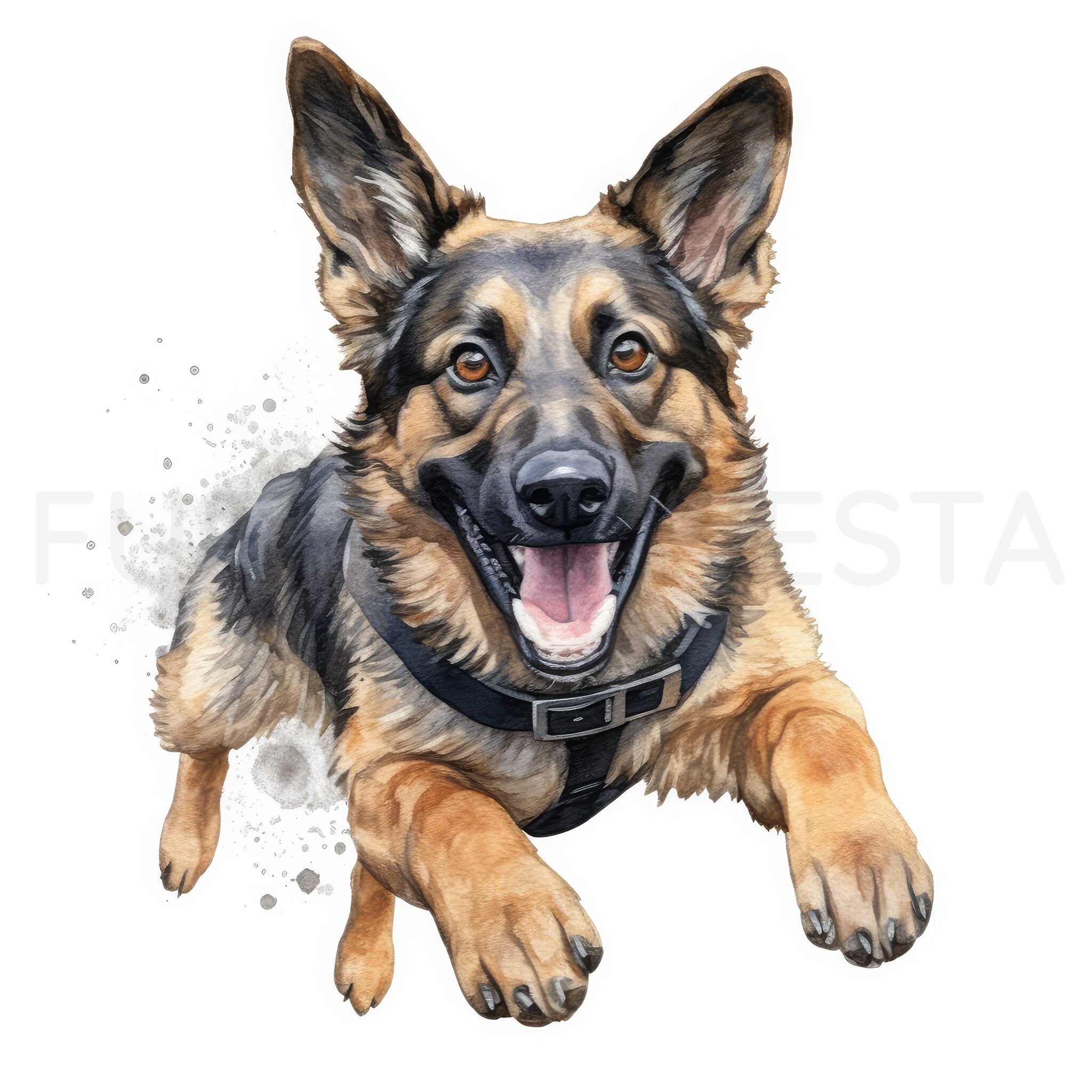 German Shepherd Puppy Clipart, 18 High Quality JPG, PNG, Watercolor