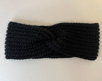 Ribbed Twist Headband in Black