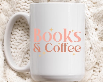 Books and coffee mug, book obsessed, gift for reader, women's gift, mug for gift, Introvert gift, gift for introvert, reader gift, bookish