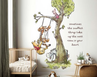 Winnie The Pooh, Winnie and Friends Wall Decal, Removable Wallpaper, peel & stick wallpaper, nursery decor, baby room
