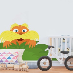 Peel and stick Lorax Wallart Dr Seuss The Lorax Self-Adhesive Wall Stickers Kids Room Wall Decoration Removable Wallpaper Baby Nursery