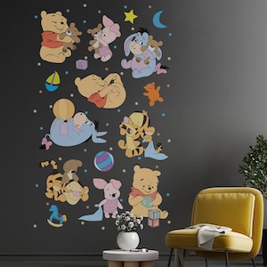 Winnie the Pooh wall decal Pooh and Friends wall stickers for nursery decor kids room Baby Pooh Baby Piglet  Baby Eeyore Baby Tigger