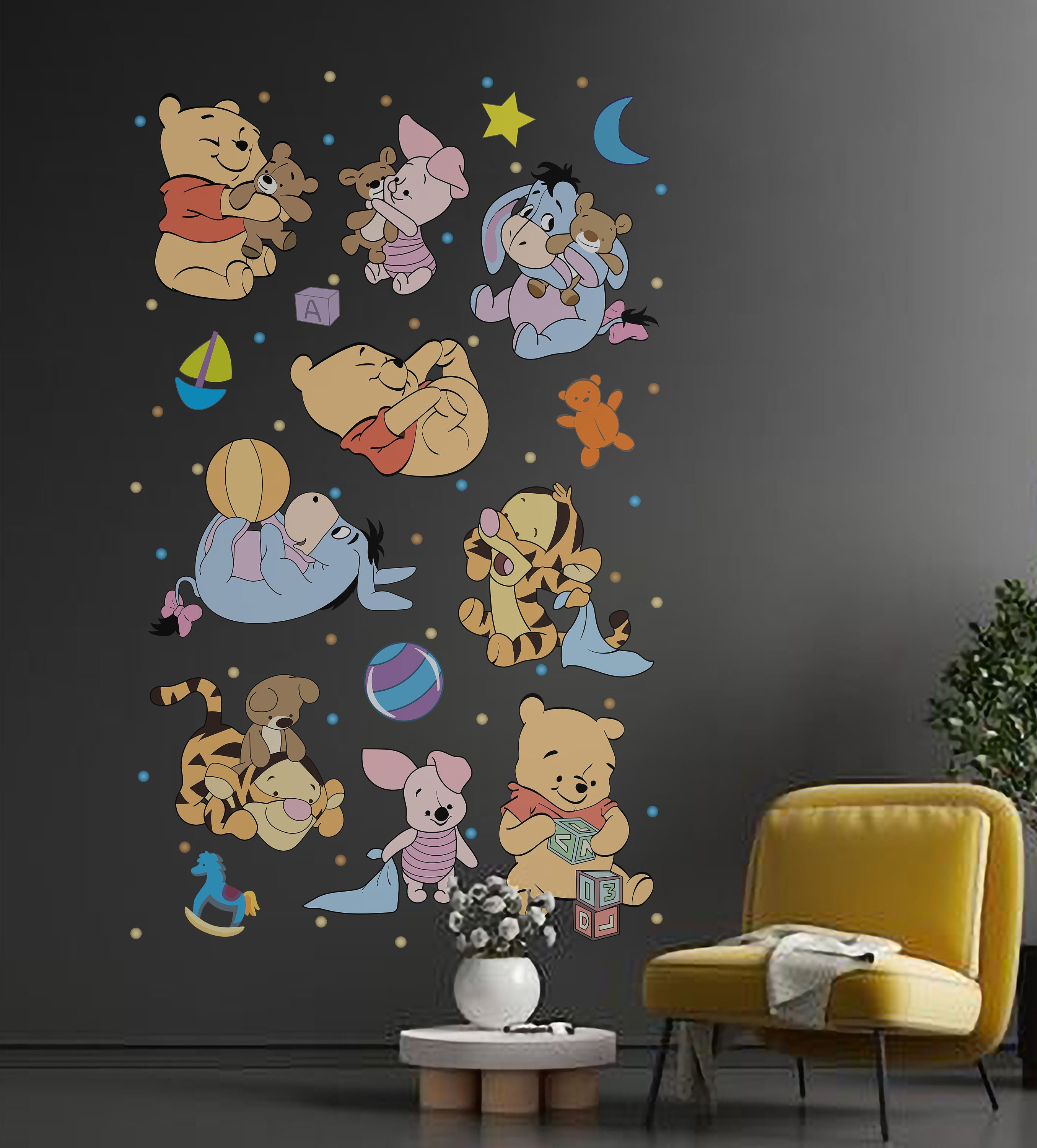 Winnie The Pooh Wall Decals - "Smallest Things" Quote Vinyl Stickers For Nursery & Kids Room