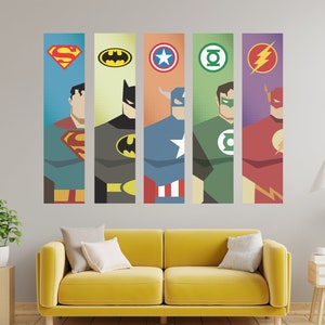 Superhero wall decal for boy rooms wall sticker for nursery removable wallpaper mural peel and stick for playroom wall art
