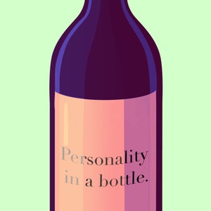 Minimalist Wine Bottle Illustration - Digital Download