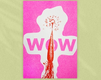 Riso Print Art Print A6 - Wall Art - Collage - Motif "Carrot Sparkler"
