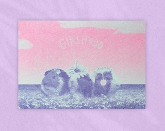 Riso Print Art Print A6 - Wall Art - Collage - Motif "Girlhood"