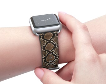 スネークレザー Apple Watch バンド ヴィーガン パイソンレザー ユニセックス iWatch ストラップ 全シリーズ 38 40 41 42 45 エキゾチックアニマルプリント スネークスキン