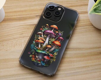 Mushroom Case iPhone 15 Pro Max Clear Phone Case Galaxy S22 Ultra S21 Floral iPhone 14 Pro Max