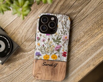 Pressed Flower iPhone 17 Pro Max Case Custom iPhone 16 Personalized Samsung Galaxy S25 Ultra S24, Google Pixel 9 Cute Floral