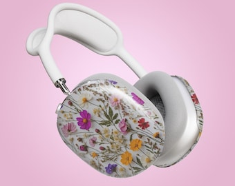 Pressed Flowers AirPod Max Case Cute Boho Wildflowers for Women Floral AirPod Max Cover Earbud Holders