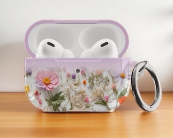 Pressed Flower Airpods Pro Case Unique Matte Glossy Keychain Apple Airpod 1st 2nd Gen