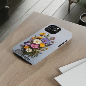Funda de flores prensadas con tarjetero para iPhone 13 Pro Max Mini y Galaxy S22 Ultra, compatible con MagSafe, diseño floral.