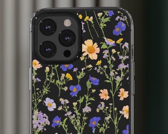 Pressed Flower iPhone 15 Pro Max Case 14 Pro Max Boho 13 Plus, Galaxy S22 Ultra S21 Plus Spring WildFlower Clear Phone Case