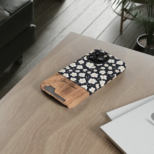 Funda personalizada para iPhone con tarjetero, funda MagSafe para iPhone 13 Pro Max, ranura para tarjetas personalizada, Galaxy S22 Ultra, estética floral alegre