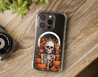 Halloween iPhone 15 Pro Max Case Clear MagSafe Case 14 Pro Skeleton iPhone Impact Cover