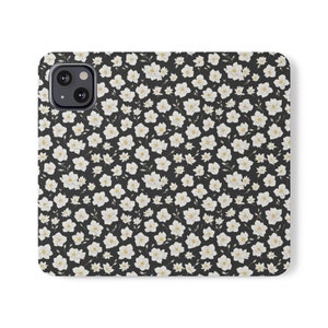 Funda elegante con diseño floral tipo cartera para iPhone 15 Pro Max 14 Plus 13 Mini / Samsung Galaxy S21 S22 Plus Ultra / Tarjetero de piel vegana