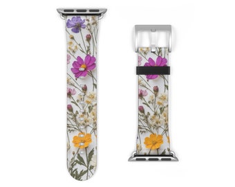 Apple-horlogeband met geperste bloem voor dames Boho bloemen iWatch-bandje Alle series 38 40 41 42 45