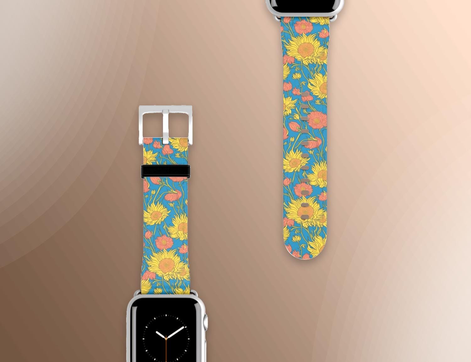 NEW Boho Sunflower Apple Watch Band Sunflower Silicone Print Band For Apple Watch – Fancy Bands main image 3