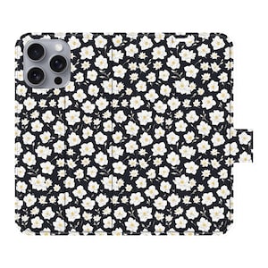 Funda elegante con diseño floral para iPhone 16, Pro Max, cierre magnético, 15 Plus, 14 Mini, 13 Samsung Galaxy S24 Plus, S23 Ultra, tarjetero de piel vegana