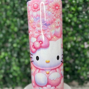 Pink sparkly kitty 20oz tumbler
