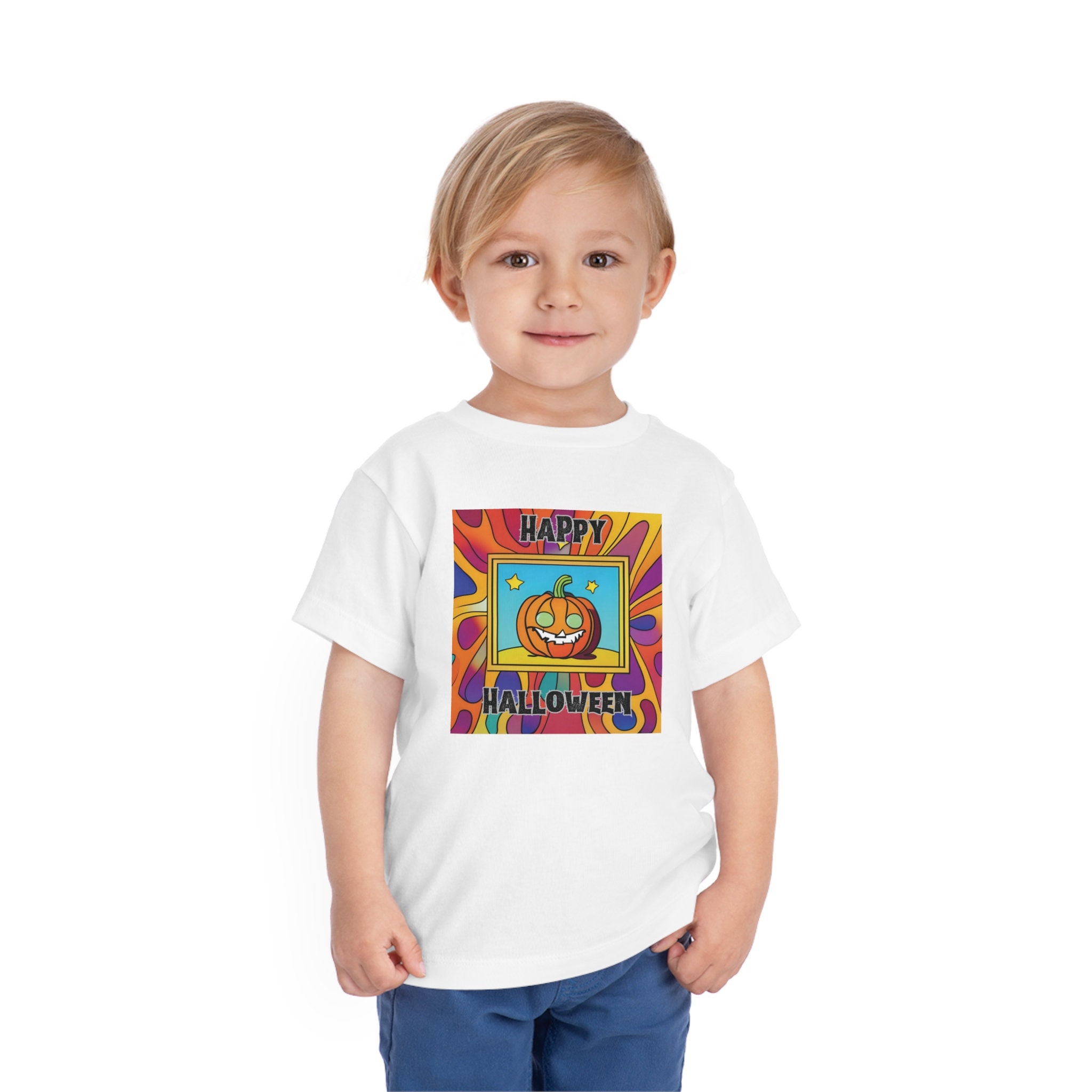Discover Toddler T-Shirt Short Sleeve T Shirt  Sizes 2T - 5T Gift for Her Gift for Him Gift for Niece Gift for Nephew Happy Halloween Pumpkin Fun