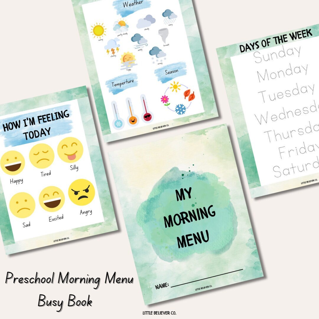 Morning Menu | Homeschool Printables | Morning Basket | Preschool - 2nd ...