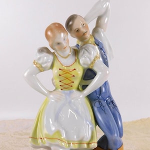 Herend Dancing Folk Couple Porcelain Figurine