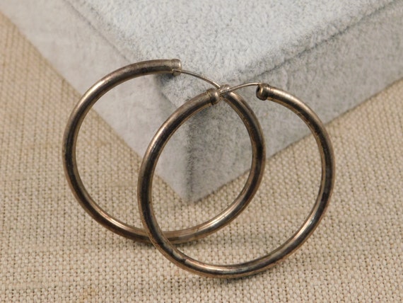 Sterling Silver Hoop Earrings - image 1