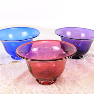 Trío de cuencos de vidrio vintage hechos por artistas