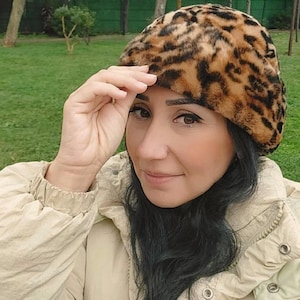 Genuine Fur Winter Leopard Hat-Handmade Shearling Beanie for Women-Cozy Warm Bucket Hat,Group Sale Available