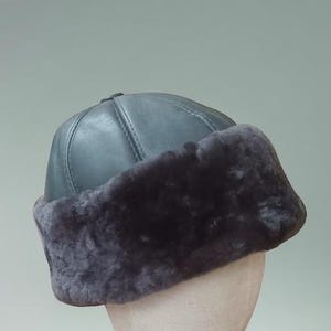 Leather Winter Hat-Handmade Lambskin Shearling Beanie for Men & Women-Cozy Gift for Winter