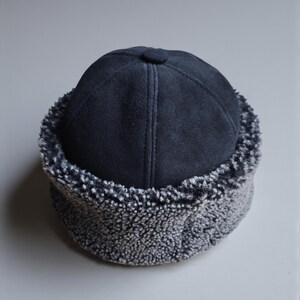 Shearling Hat-Real Fur,Suede Winter Beanie, Unisex image 16