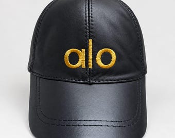 Black Leather Baseball Cap, Adjustable Unisex Dad Hat