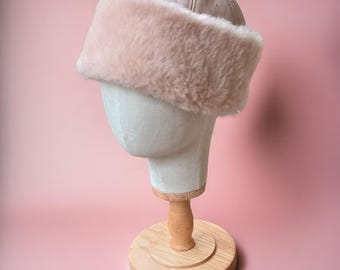 Chapeau d'hiver en fourrure de mouton retourné - Chapeau russe en cuir, bonnet unisexe de style chaud