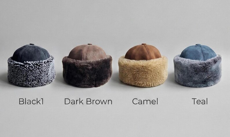 Shearling Hat-Real Fur,Suede Winter Beanie, Unisex image 11