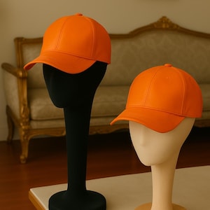 Orange Leather Baseball Caps Adjustable baseball Leather Caps Leather Woman Leather Caps