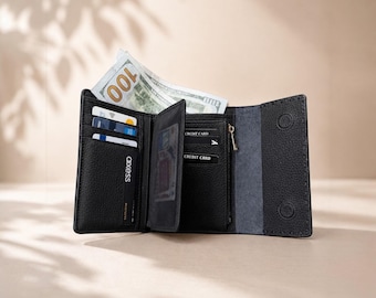 Personalized Leather Long Wallet for Women,Zipper Clutch with Card Slots Mother's Day Gift