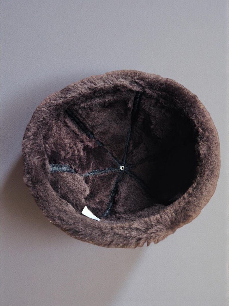 Shearling Hat-Real Fur,Suede Winter Beanie, Unisex image 20