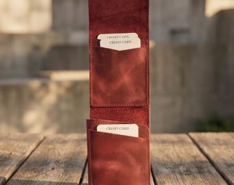 Minimalist  Leather Wallet | Slim Leather Custom Card and Cash Holder Gift